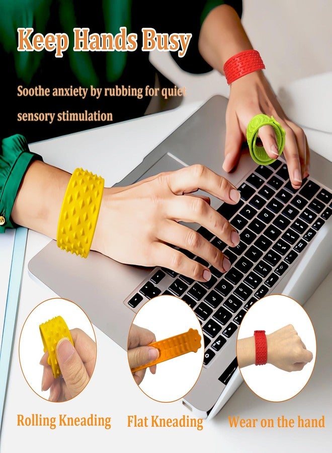 Tendry Sensory Slap Bracelets Fidget Toys for Adults & Kids, 6 Pack Textured Silicone Anxiety Relief Items for Autism ADHD, Fidgets for Classroom Calm Down Corner Supplies, Stocking Stuffers for Teen Gift. - Image 4